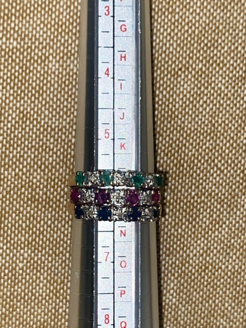 💙🩷💚NWOT Vtg 14K Gold Diamond Stackable Band Set - Sapphires, Rubies & Emeralds